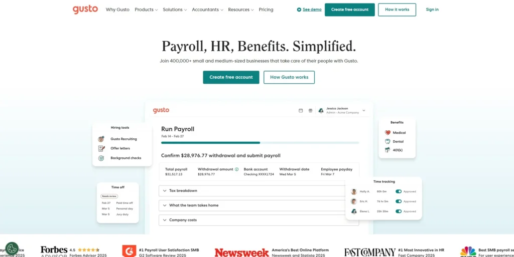 Gusto-Benefits Administration Software