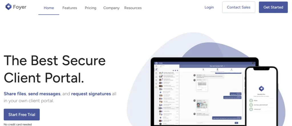 Client and Customer Portal – Foyer