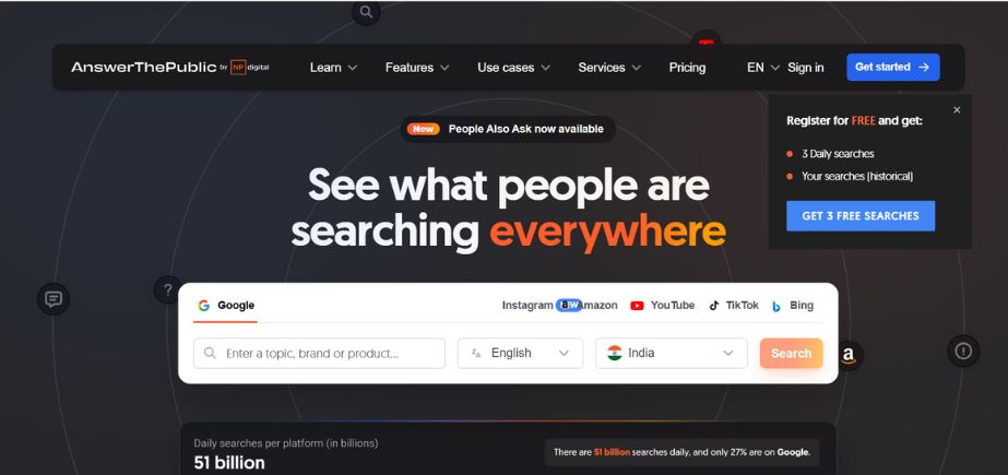 AnswerThePublic - Keyword research tools
