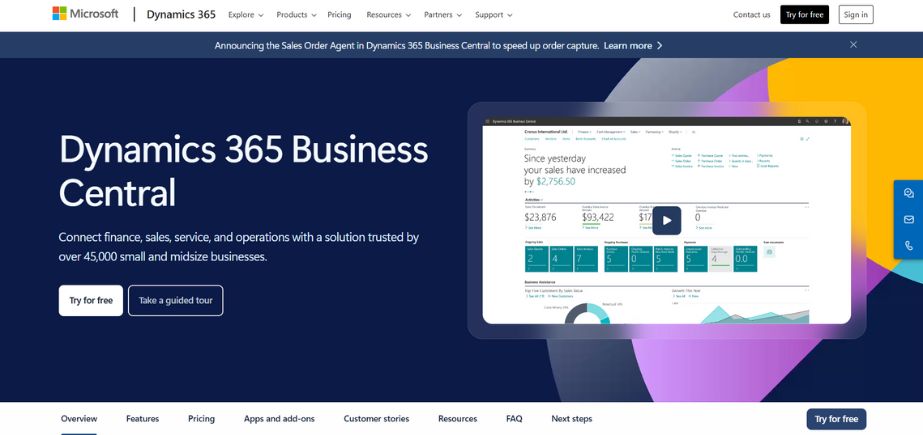 Microsoft Dynamics 365 Business Central - Best ERP software