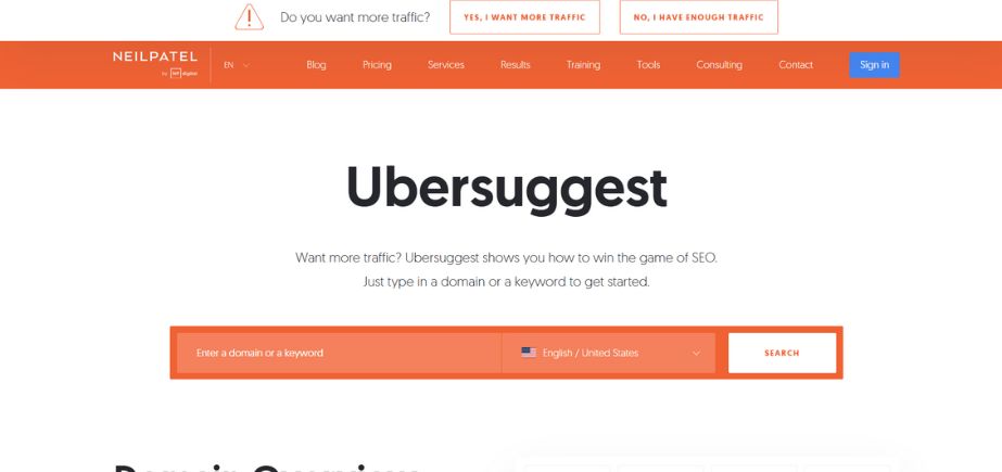 Ubersuggest - Keyword research tools
