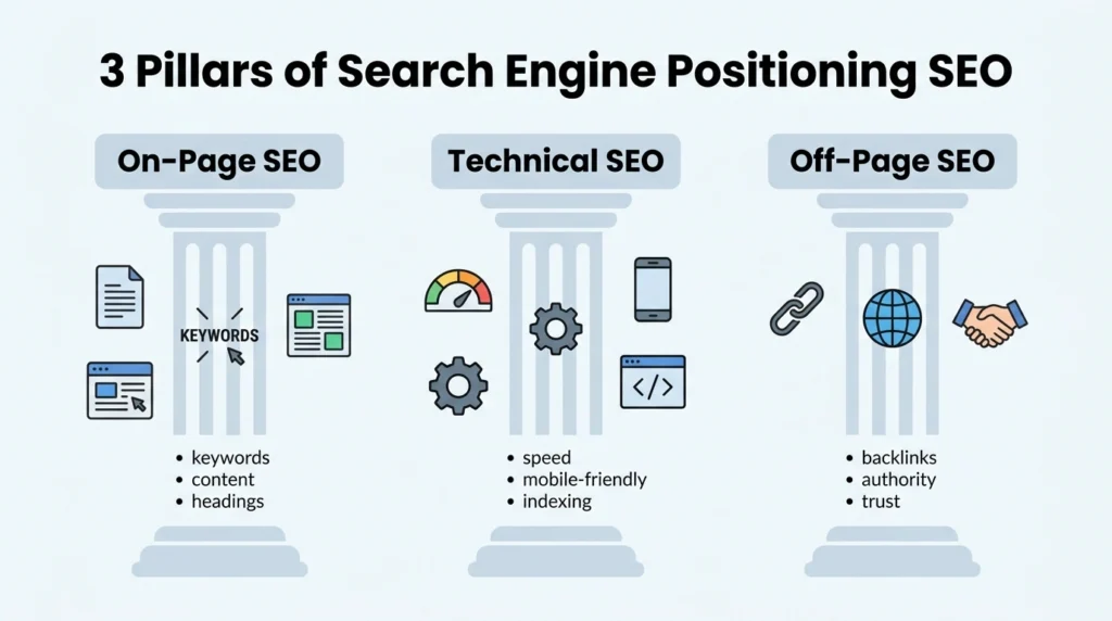 3 Pillars of Search Engine Po⁠siti⁠oning SEO