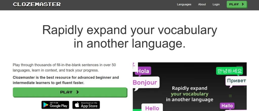 Clozemaster - Language Learning Software