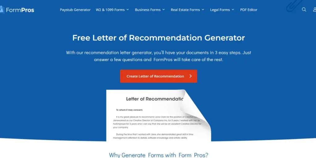 AI Letter of Recommendation Tools - Form Pros