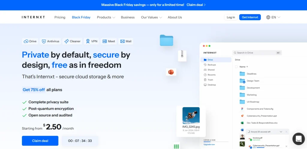 google drive alternative: Internxt