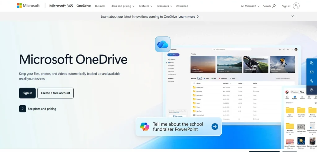 google drive alternative: Microsoft OneDrive