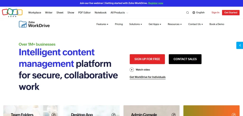 google drive alternative: Zoho WorkDrive