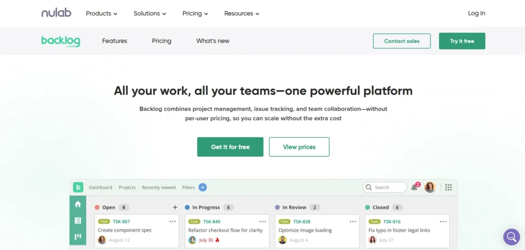 Bug Tracking Software - Backlog