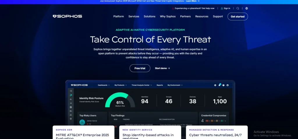 Endpoint Protection Software
-  Sophos Intercept X