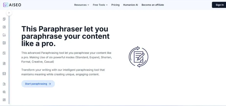 AISEO Paraphraser - AI Rewriter Tools
